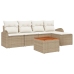 Conjunto de Sofá de Jardín  de 6 piezas con Cojines Beige de Poliratán Acacia