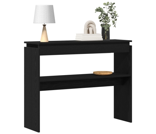 Mesa Consola  Negra de Roble 80x30x102 cm de Madera Compensada