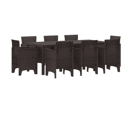 Juego de Comedor de Jardín de 9 Piezas Marrón Polipropileno