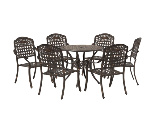 Juego de comedor de jardín de 7 piezas de  en aluminio fundido bronce
