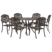Juego de comedor de jardín de 7 piezas de  en aluminio fundido bronce