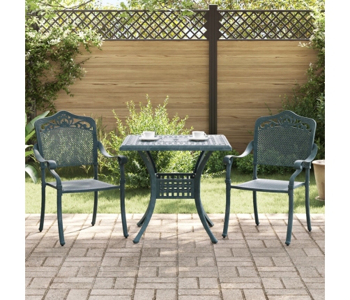 Set de Bistro de Jardín de 3 Piezas  Verde de Aluminio Fundido