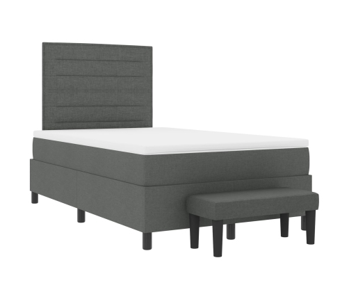 Cama con Somier con Colchón y Banco Gris Oscuro 120x200 cm Tela