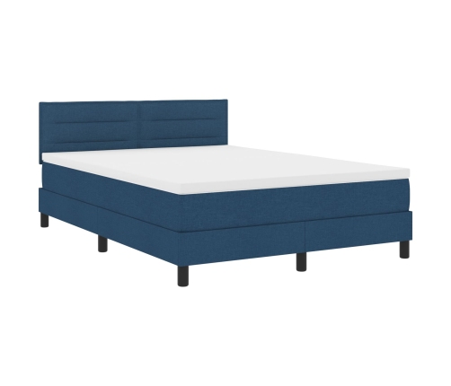 Estructura de Cama con Colchón Azul Marino Tejido 160 x 200 cm