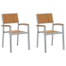 Sillas de Exterior  2 pcs Apilables de Madera Sólida Acacia y Metal Gris