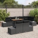 Conjunto de Comedor de Jardín de 9 Piezas con Cojines Negro Ratan de Poliéster Acacia