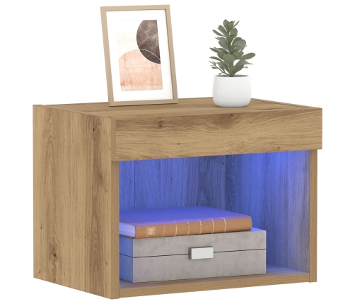 Armario de pared  con luces LED Roble Artesanal 40x30x30 cm