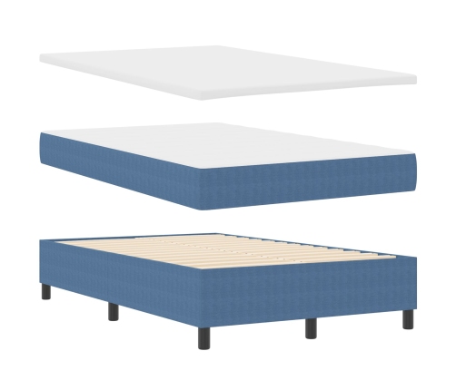Cama Box Spring  con Colchón Azul 120x200 cm Tela de Corduroy
