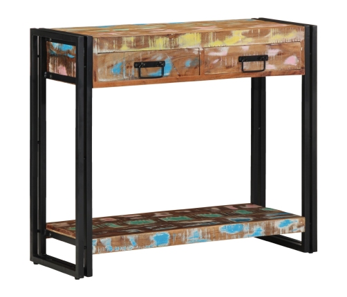 Mesa Consola  Multicolor de Madera Recuperada Sólida y Metal