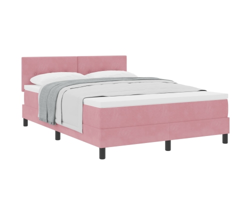Cama Box Spring  con Colchón Rosa 140x190 cm Terciopelo