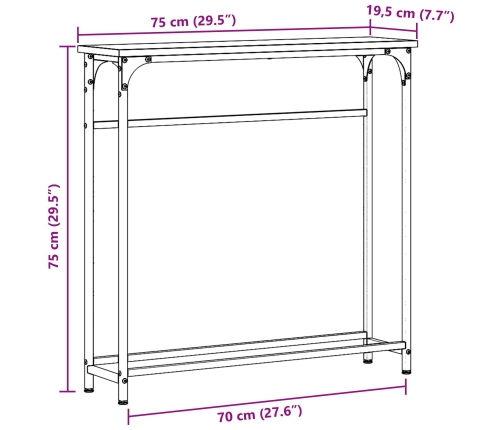 Mesa Consola  Artisan Roble 75x19,5x75 cm Madera Contrachapada y Acero