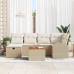 Conjunto de Sofás de Jardín de 7 Piezas con Cojines Beige de Poliratán