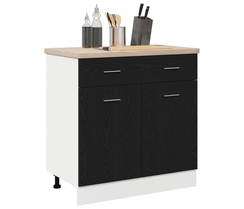 Armario con Cajón en Roble Negro, 80x46x81.5 cm, Hecho de Madera Elaborada