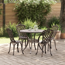 Conjunto de Comedor de Jardín de 5 Piezas  - Bronce Aluminio Fundido
