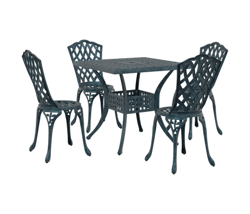 Conjunto de comedor de jardín de 5 piezas  verde de aluminio fundido