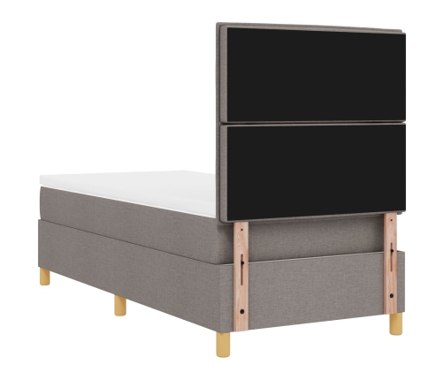 Cama con Box Spring  con Colchón Taupe 100x200 cm Tela