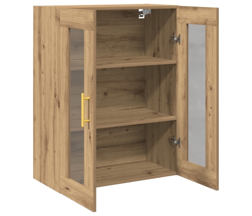 Armario de pared con puertas de vidrio en roble artesano 69,5x34x90 cm