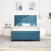 Cama con Box Spring y Colchón  & LED Azul Oscuro 160x200 cm de Terciopelo