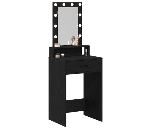 Mesa de tocador  con luces LED en color roble negro 50x41x140 cm