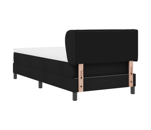 Cama Box Spring de  con Colchón Negro 100x200 cm de Tela