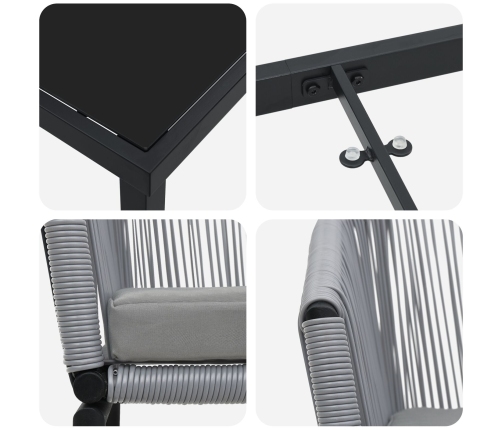 Conjunto de comedor de jardín de 5 piezas  Gris Poliratán