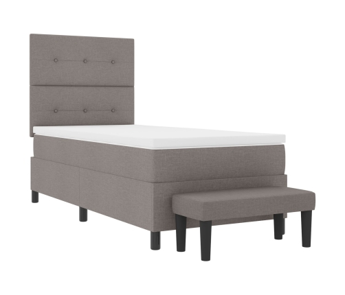 Cama con Somier con Colchón y Banco Taupe 100x200 cm Tela