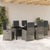 Conjunto de Comedor de Jardín de 7 Piezas con Cojines Gris Poliratán
