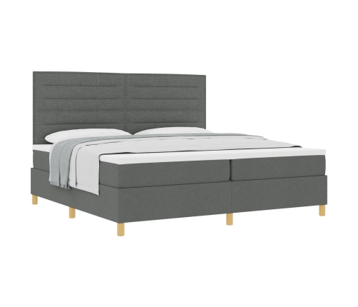 Cama con Box Spring  con colchón gris oscuro 200x200 cm tela