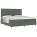 Cama con Box Spring  con colchón gris oscuro 200x200 cm tela