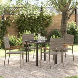 Conjunto de Comedor de Jardín de 5 Piezas Gris Poliratán