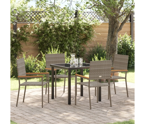 Conjunto de Comedor de Jardín de 5 Piezas Gris Poliratán