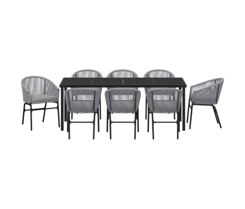 Set de Comedor Jardín  de 9 piezas Gris Poliratán