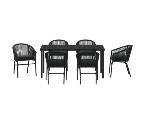 Conjunto de Comedor Jardín  de 7 Piezas Negro Poliratán