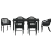 Conjunto de Comedor Jardín  de 7 Piezas Negro Poliratán