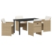 Conjunto de comedor de jardín  de 5 piezas con cojines de poliratán beige