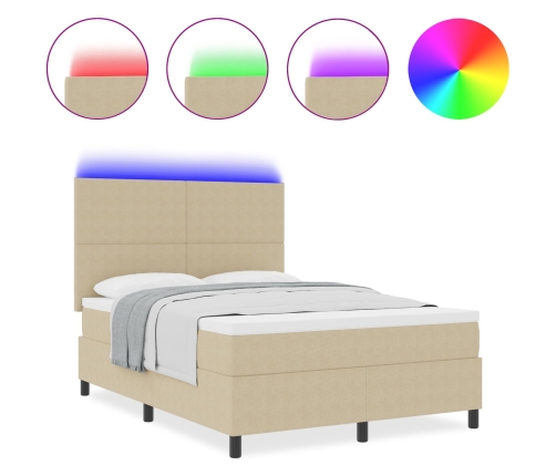 Cama con base tapizada  con colchón y luz LED verde gris 160x200 cm tela de corduroy