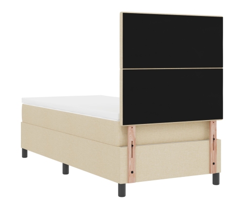 Cama con Somier con Colchón Crema 90x200 cm Tela