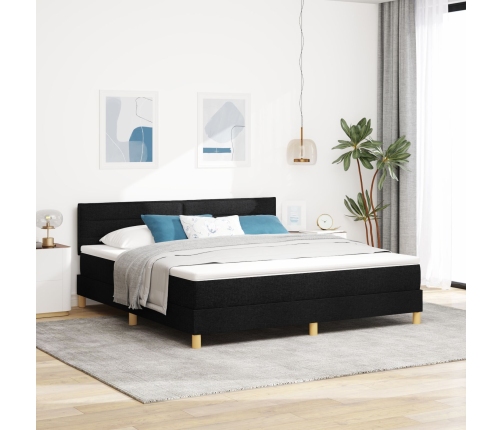 Cama Box Spring  con Colchón Negra 180x200 cm Tela