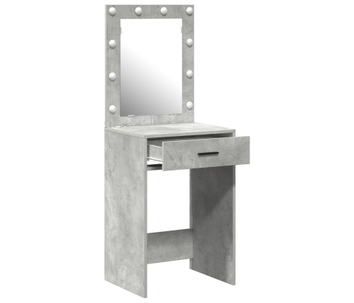 Mesa de maquillaje  con luces LED en gris concreto, 50x41x135 cm