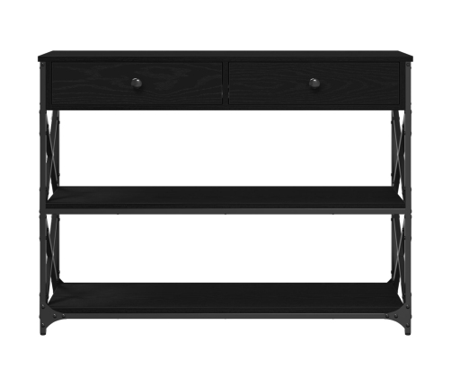 Mesa Consola  Negro Roble 100x28x75 cm Madera Elaborada y Acero