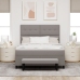 Cama con Box Spring con Colchón y Banco Taupe 140x190 cm Tela