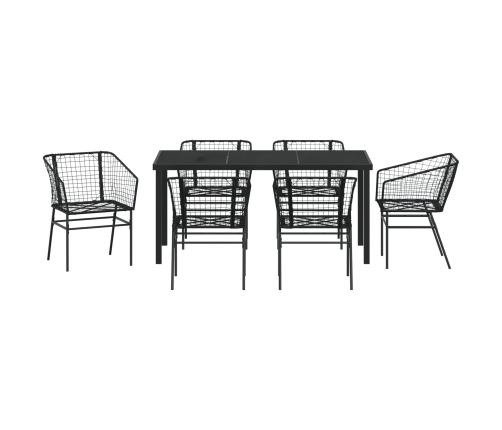 Juego de 4 Negro Rattan PE Mediano