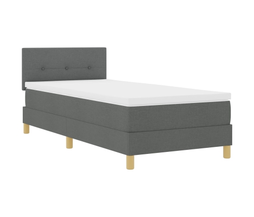 Cama con Box Spring  y colchón gris oscuro 100x200 cm Tela