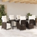 Set de Comedor de Jardín de 7 Piezas en Rattan Poliéster Marrón