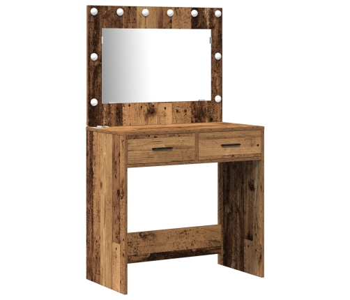Set de Tocador de 3 Piezas  con LED Madera Antigua Madera Elaborada
