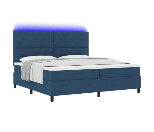 Cama con sommier  con colchón y LED azul 200x200 cm de tela