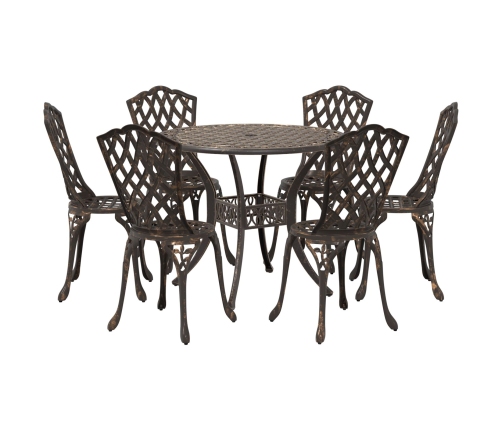 Conjunto de Comedor de Jardín de 7 Piezas de  en Aluminio Fundido Bronce