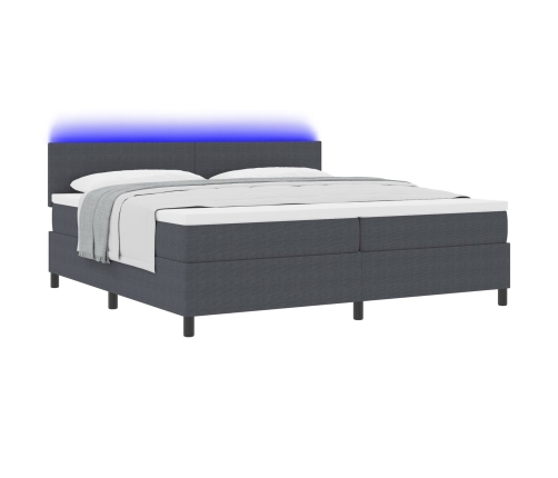 Cama con Box Spring  con Colchón Gris Oscuro Tejido de corduroy