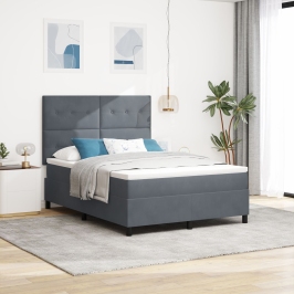 Cama Box Spring  con colchón Gris Oscuro 140x200 cm Terciopelo
