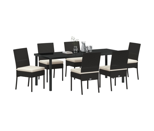 Juego de Comedor de Jardín de 7 Piezas Negro Poliratán